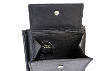 Dollar Clip mit Kleingeldfach RFID Geldscheinklammer flach Geldklammer Money Clip extra dünn für 8 Karten LEAS in Echt-Leder, Portmonee mit Geschenk Box, schwarz